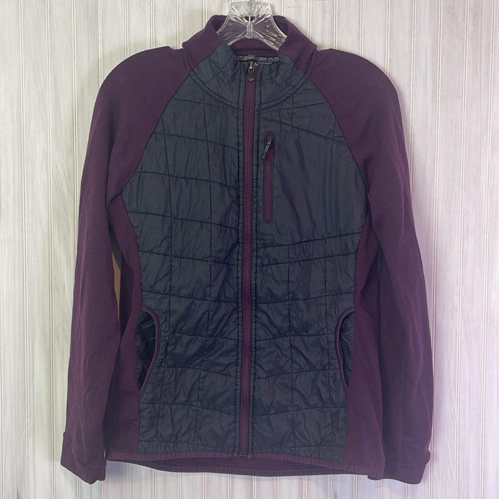 Women's Quilted Front Jacket in Plum and Black